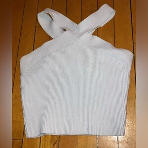 Crossed sleeve crop top